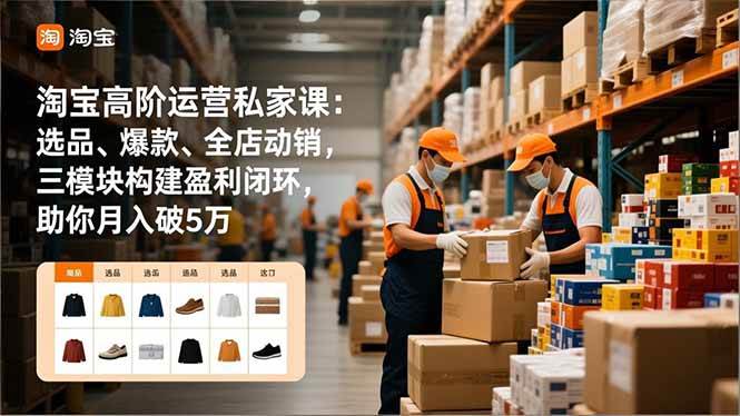 (16865期)淘宝高阶运营私家课:选品、爆款、全店动销,三模块构建盈利闭环,助你月入破5万-来友网创