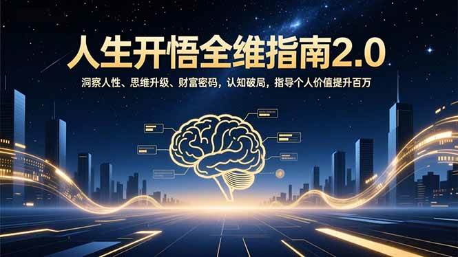 (16898期)人生开悟全维指南2.0:洞察人性、思维升级、财富密码,认知破局,指导个人价值提升百万-来友网创