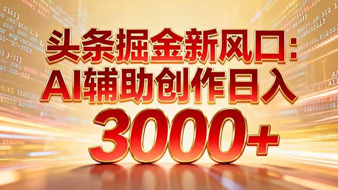 (16923期)头条掘金新风口:AI辅助创作日入3000+,矩阵玩法当天启动隔天见效-来友网创