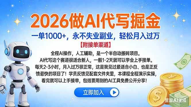 (16924期)2026做AI代写掘金,一单1000+,永不失业副业,轻松月入过万-来友网创
