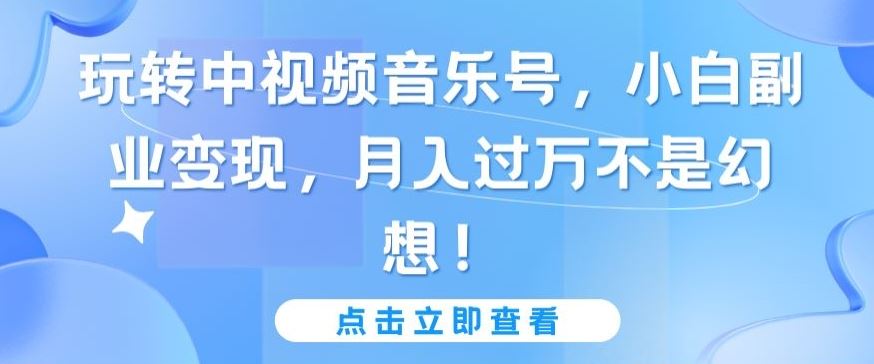 玩转中视频音乐号，小白副业变现，月入过万不是幻想【揭秘】-来友网创