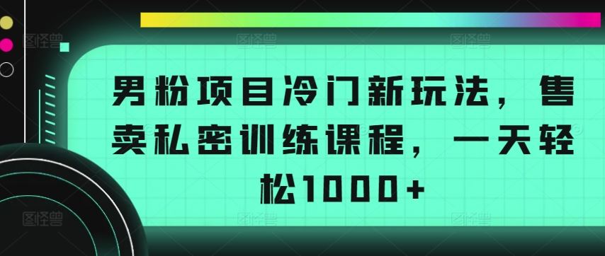 男粉项目冷门新玩法，售卖私密训练课程，一天轻松1000+【揭秘】-来友网创