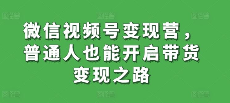 微信视频号变现营，普通人也能开启带货变现之路-来友网创