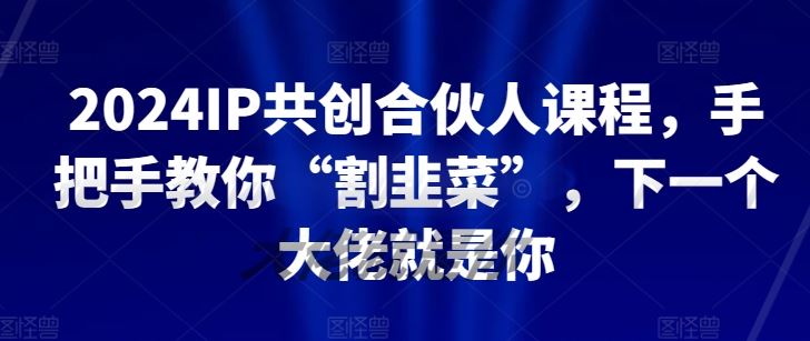 2024IP共创合伙人课程，手把手教你“割韭菜”，下一个大佬就是你-来友网创