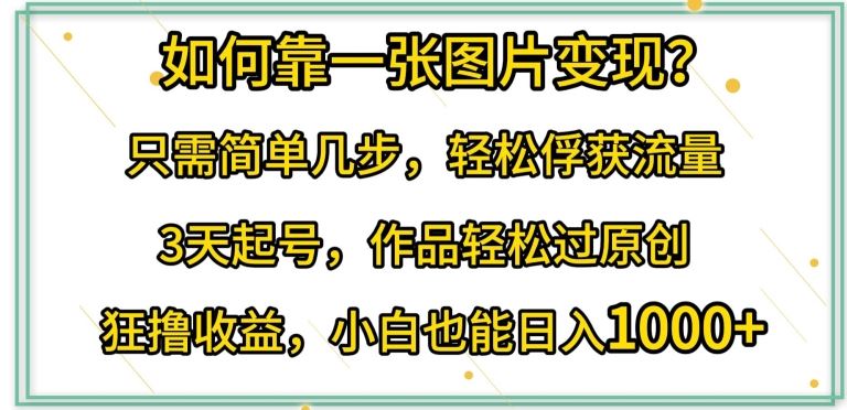 如何靠一张图片变现?只需简单几步，轻松俘获流量，3天起号，作品轻松过原创【揭秘】-来友网创