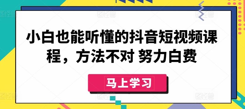 小白也能听懂的抖音短视频课程，方法不对 努力白费-来友网创