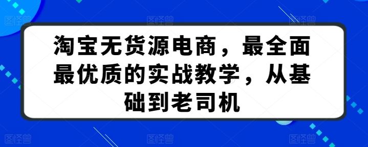 淘宝无货源电商，最全面最优质的实战教学，从基础到老司机-来友网创