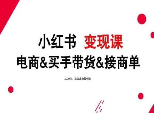 2024年最新小红书变现课，电商&买手带货&接商单，从0到1，小白高效轻创业-来友网创