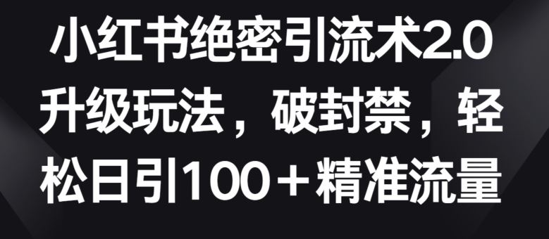 小红书绝密引流术2.0升级玩法，破封禁，轻松日引100+精准流量【揭秘】-来友网创