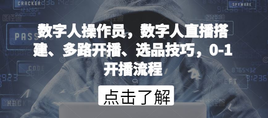 数字人操作员，数字人直播搭建、多路开播、选品技巧，0-1开播流程-来友网创