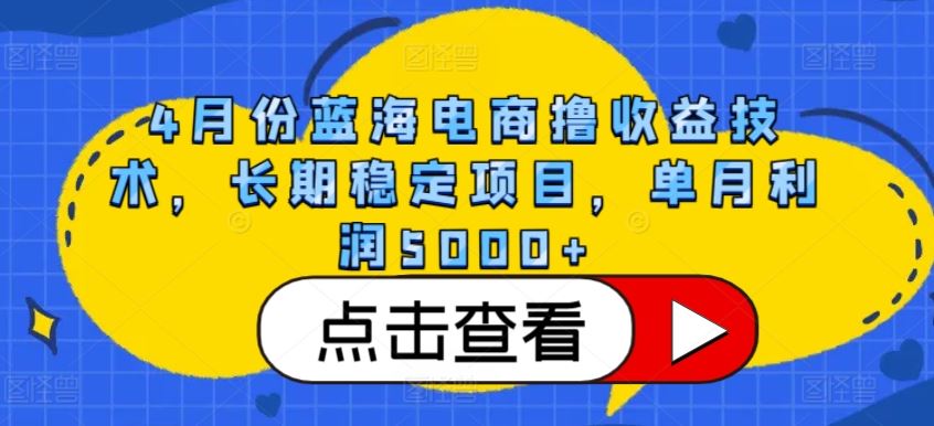 4月份蓝海电商撸收益技术，长期稳定项目，单月利润5000+【揭秘】-来友网创