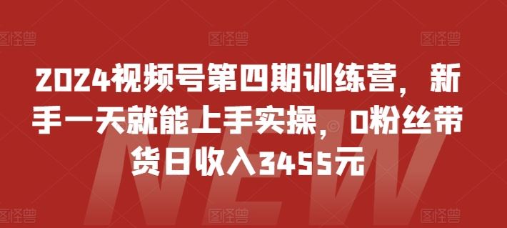 2024视频号第四期训练营，新手一天就能上手实操，0粉丝带货日收入3455元-来友网创