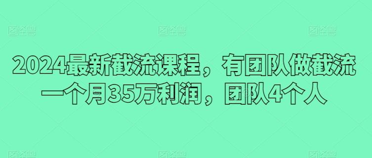 2024最新截流课程，有团队做截流一个月35万利润，团队4个人-来友网创