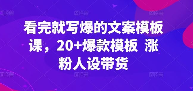 看完就写爆的文案模板课，20+爆款模板  涨粉人设带货-来友网创