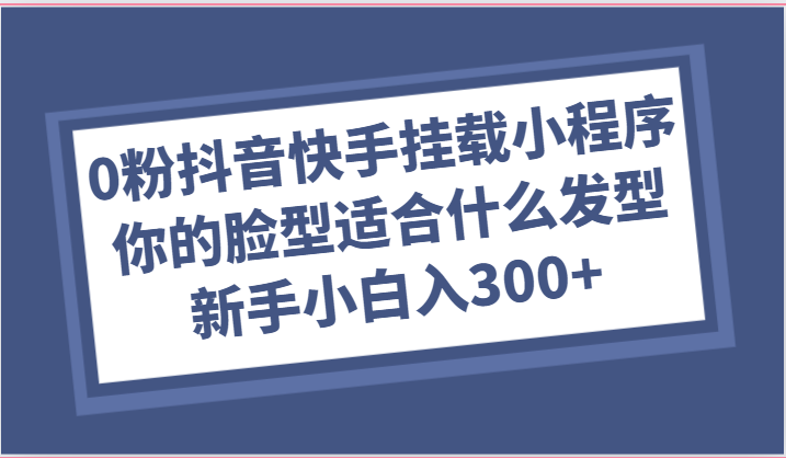 0粉抖音快手挂载小程序，你的脸型适合什么发型玩法，新手小白日入300+-来友网创