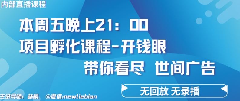 4.26日内部回放课程《项目孵化-开钱眼》赚钱的底层逻辑【揭秘】-来友网创