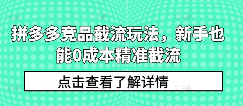 拼多多竞品截流玩法，新手也能0成本精准截流-来友网创