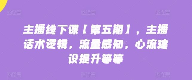 主播线下课【第五期】，主播话术逻辑，流量感知，心流建设提升等等-来友网创