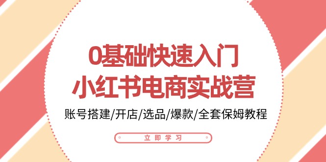 0基础快速入门小红书电商实战营：账号搭建/开店/选品/爆款/全套保姆教程-来友网创