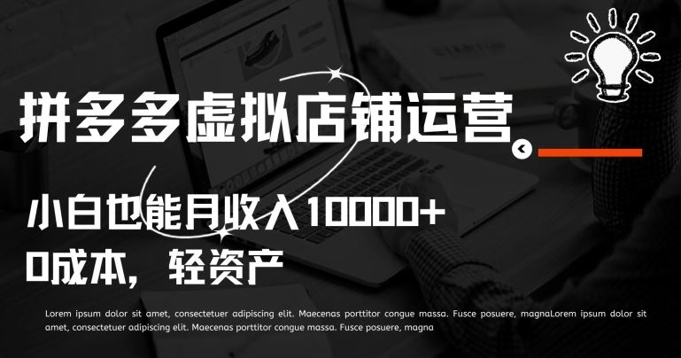 拼多多虚拟店铺运营小白也能月收入10000+【揭秘】-来友网创