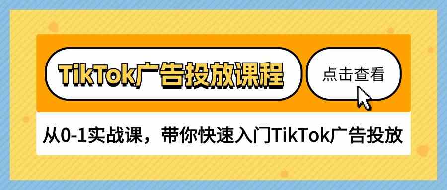 TikTok广告投放课程，从0-1实战课，带你快速入门TikTok广告投放（30节课）-来友网创