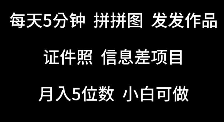 每天5分钟，拼拼图发发作品，证件照信息差项目，小白可做【揭秘】-来友网创