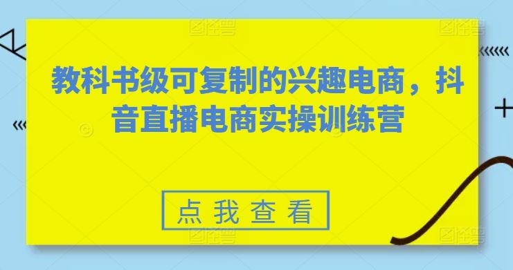 教科书级可复制的兴趣电商，抖音直播电商实操训练营-来友网创