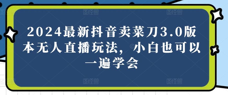 2024最新抖音卖菜刀3.0版本无人直播玩法，小白也可以一遍学会【揭秘】-来友网创