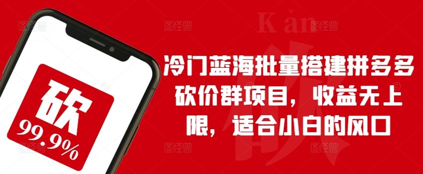 冷门蓝海批量搭建拼多多砍价群项目，收益无上限，适合小白的风口【揭秘】-来友网创