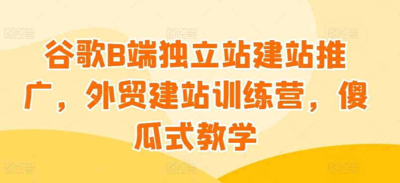 谷歌B端独立站建站推广，外贸建站训练营，傻瓜式教学-来友网创