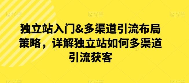 独立站入门&多渠道引流布局策略，详解独立站如何多渠道引流获客-来友网创