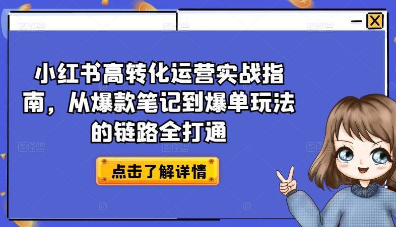 小红书高转化运营实战指南，从爆款笔记到爆单玩法的链路全打通-来友网创