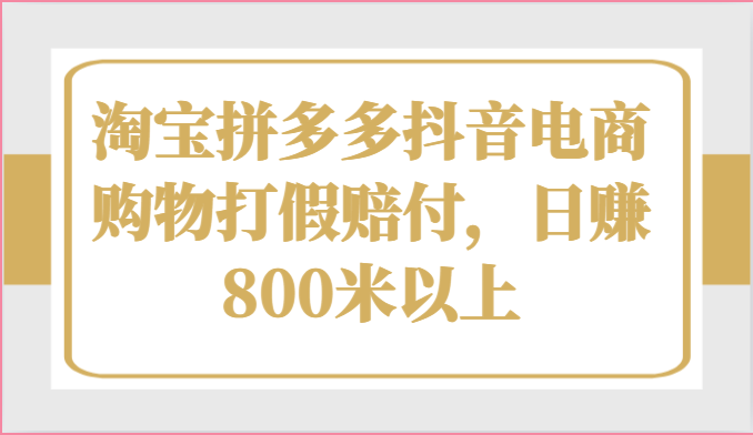 淘宝拼多多抖音电商购物打假赔付，日赚800米以上-来友网创