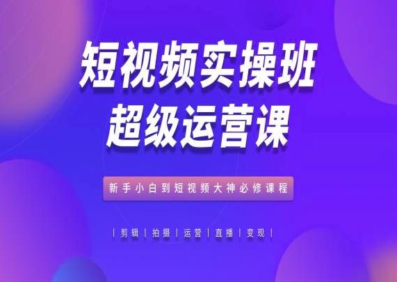 短视频实操班超级运营课，新手小白到短视频大神必修课程-来友网创