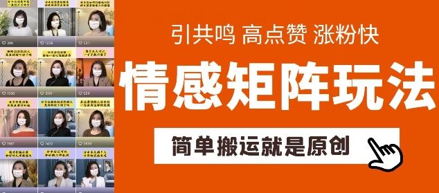 简单搬运，情感矩阵玩法，涨粉速度快，可带货，可起号【揭秘】-来友网创