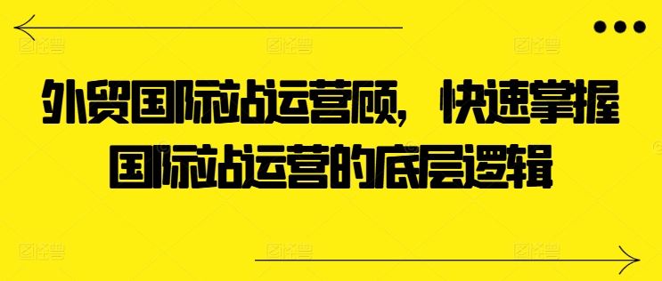 外贸国际站运营顾问，快速掌握国际站运营的底层逻辑-来友网创