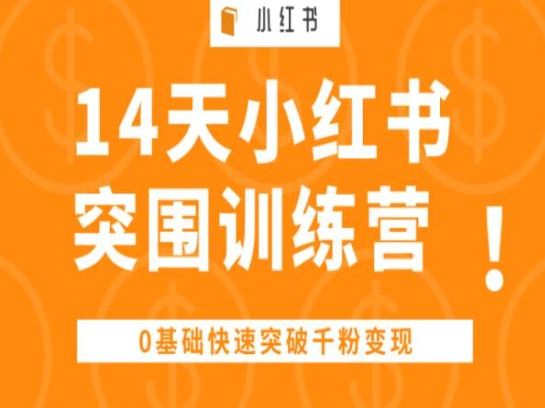 14天小红书突围训练营 ，0基础快速突破千粉变现-来友网创