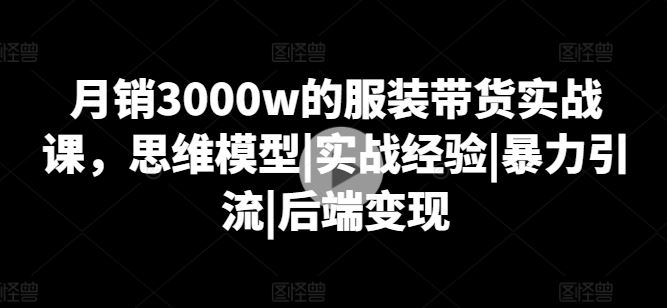 月销3000w的服装带货实战课，思维模型|实战经验|暴力引流|后端变现-来友网创