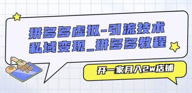 拼多多虚拟-引流技术与私域变现_拼多多教程：开一家月入2w店铺-来友网创