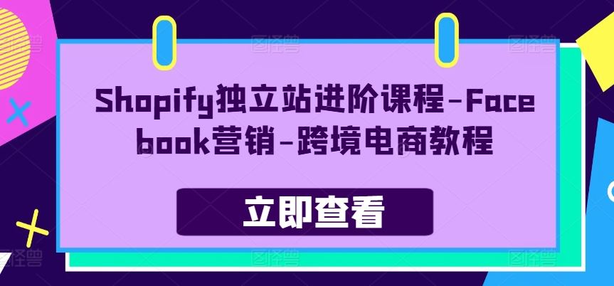 Shopify独立站进阶课程-Facebook营销-跨境电商教程-来友网创