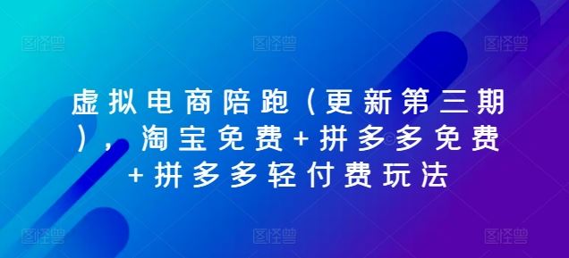 虚拟电商陪跑(更新第三期)，淘宝免费+拼多多免费+拼多多轻付费玩法-来友网创