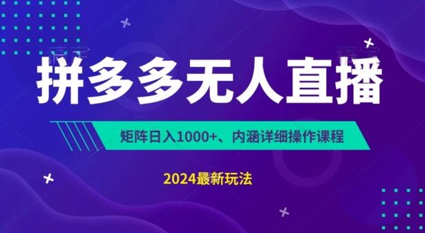 拼多多无人直播不封号，0投入，3天必起，无脑挂机，日入1k+【揭秘】-来友网创