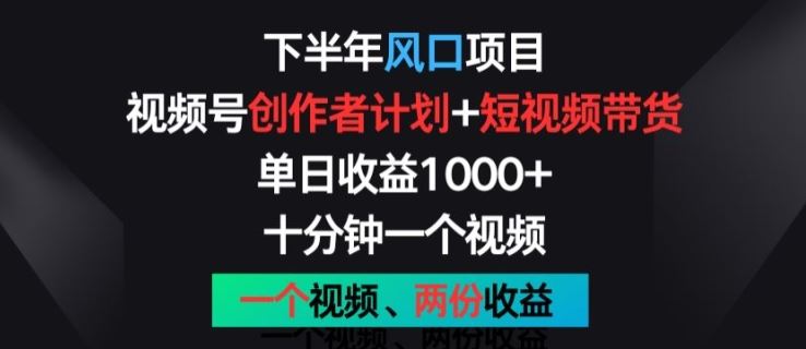 下半年风口项目，视频号创作者计划+视频带货，一个视频两份收益，十分钟一个视频【揭秘】-来友网创