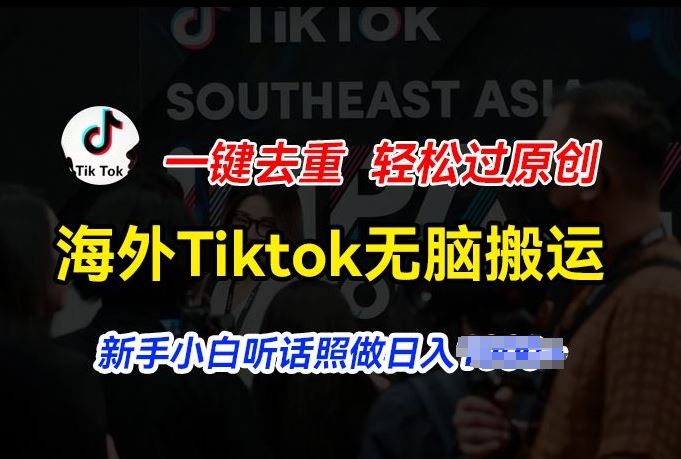 海外Tiktok短视频无脑搬运，一键去重轻松过原创，新手小白听话照做日入几张【揭秘】-来友网创