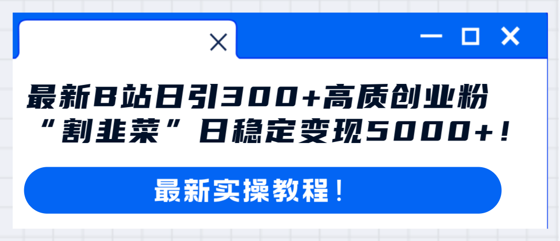 （8216期）最新B站日引300+高质创业粉教程！“割韭菜”日稳定变现5000+！-来友网创