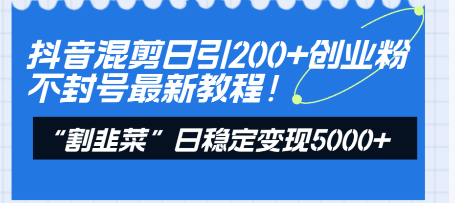 （8349期）抖音混剪日引200+创业粉不封号最新教程！“割韭菜”日稳定变现5000+！-来友网创