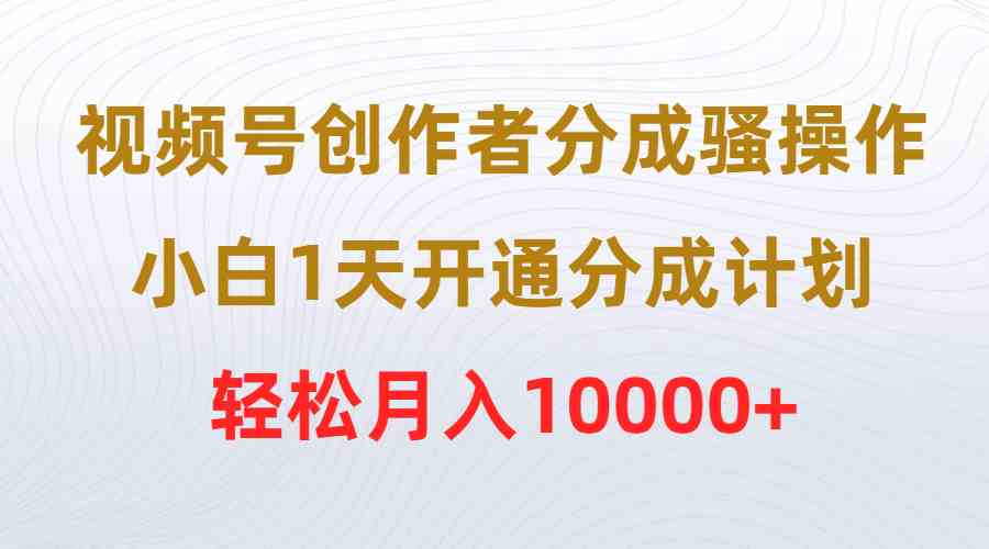 （9656期）视频号创作者分成骚操作，小白1天开通分成计划，轻松月入10000+-来友网创