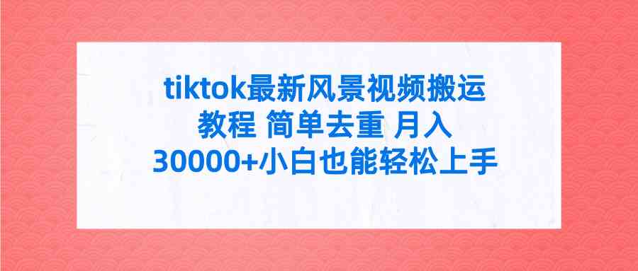 （9804期）tiktok最新风景视频搬运教程 简单去重 月入30000+附全套工具-来友网创