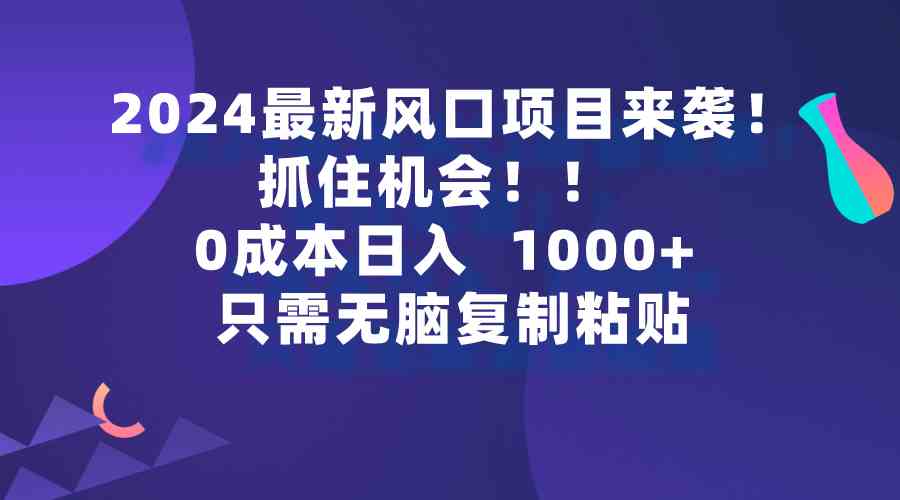 （9899期）2024最新风口项目来袭，抓住机会，0成本一部手机日入1000+，只需无脑复…-来友网创