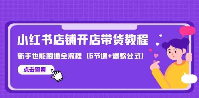 （9883期）最新小红书店铺开店带货教程，新手也能跑通全流程（6节课+爆款公式）-来友网创